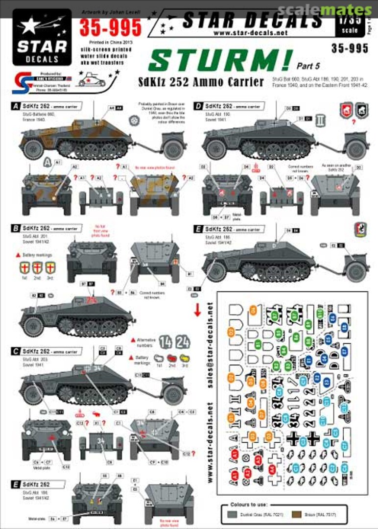 Boxart Sturm #5. SdKfz 252 Ammo Carrier 35-995 Star Decals Boxart Sturm #5. SdKfz 252 Ammo Carrier 35-995 Star Decals