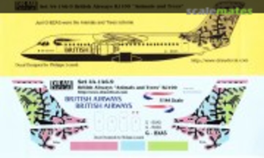 1:144 British Airways “Animals and Trees” RJ100 (Draw Decal 44-146-9) 44-146-9