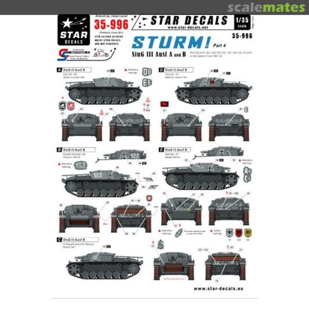 Boxart Sturm #4. StuG III Ausf B. Eastern Front 1941-42 35-996 Star Decals Boxart Sturm #4. StuG III Ausf B. Eastern Front 1941-42 35-996 Star Decals