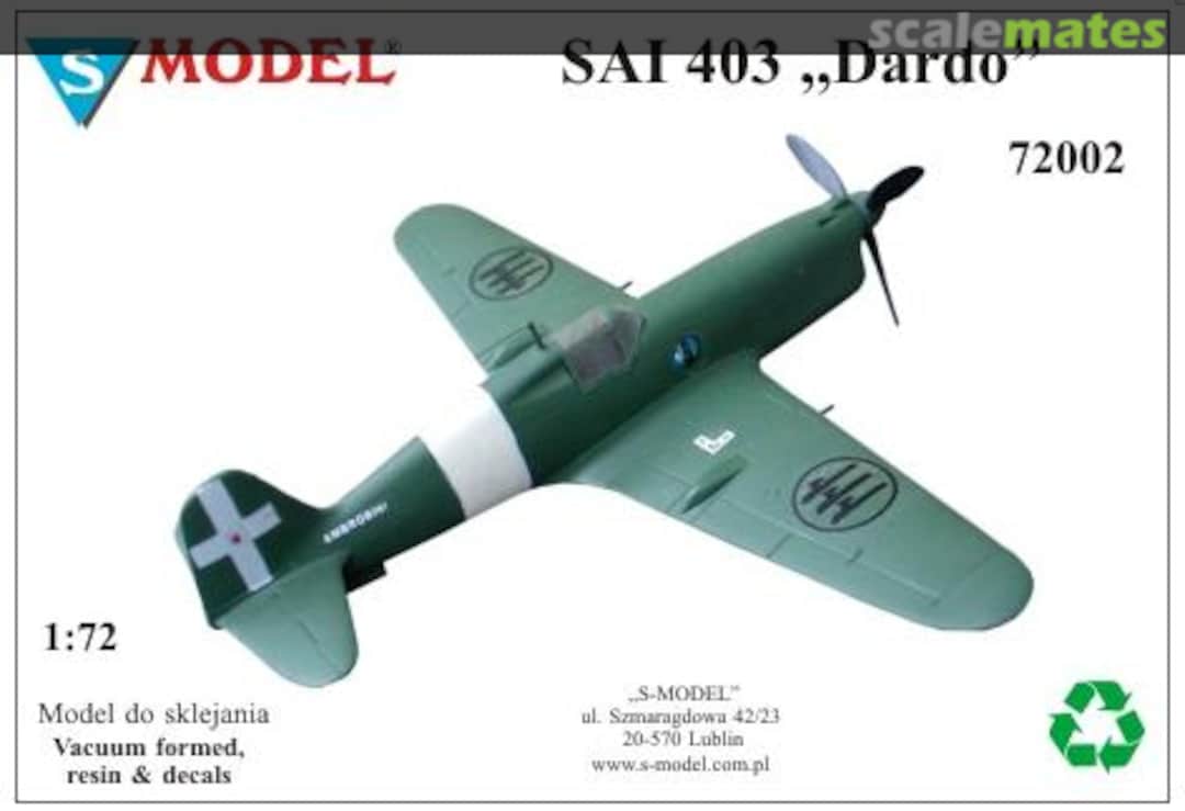 Boxart SAI 403 "Dardo" 72002 S-Model (Poland) Boxart SAI 403 "Dardo" 72002 S-Model (Poland)