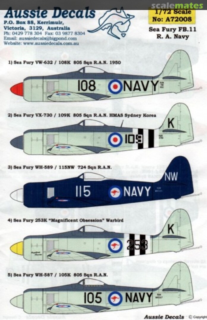 Boxart Sea Fury FB.11 R. A. Navy A72008 Aussie Decals Boxart Sea Fury FB.11 R. A. Navy A72008 Aussie Decals