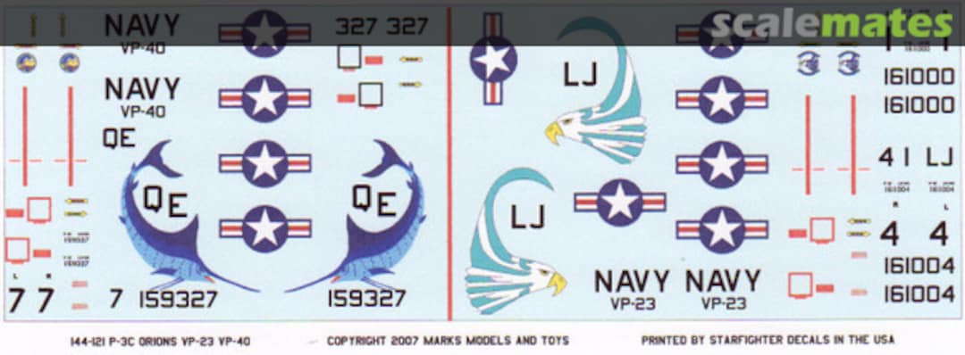 Boxart Lockheed P-3C Orion: US Navy VP-23 & VP-40 144-121 Starfighter Decals Boxart Lockheed P-3C Orion: US Navy VP-23 & VP-40 144-121 Starfighter Decals