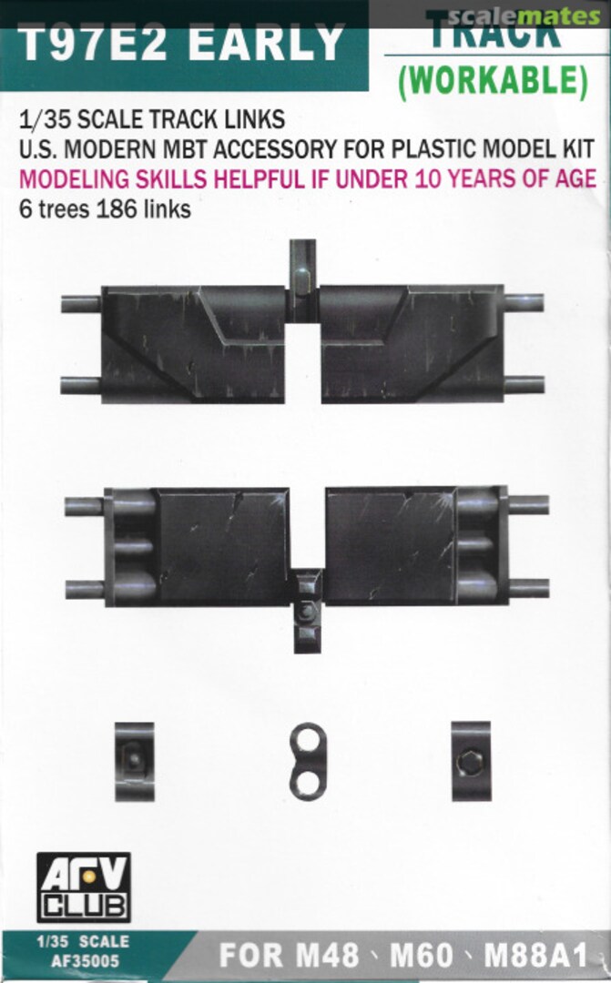Boxart 1/35 SCALE TRACK LINKS U.S. MODERN MBT ACCESSORY FOR PLASTIC MODEL KIT AF35005 AFV Club Boxart 1/35 SCALE TRACK LINKS U.S. MODERN MBT ACCESSORY FOR PLASTIC MODEL KIT AF35005 AFV Club