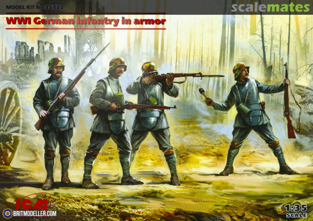 Boxart WWI German Infantry in аrmor 35722 ICM Boxart WWI German Infantry in аrmor 35722 ICM