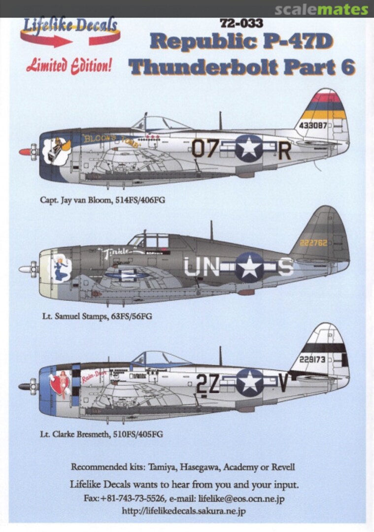 Boxart Republic P-47D Thunderbolt Part 6 72-033 Lifelike Decals Boxart Republic P-47D Thunderbolt Part 6 72-033 Lifelike Decals