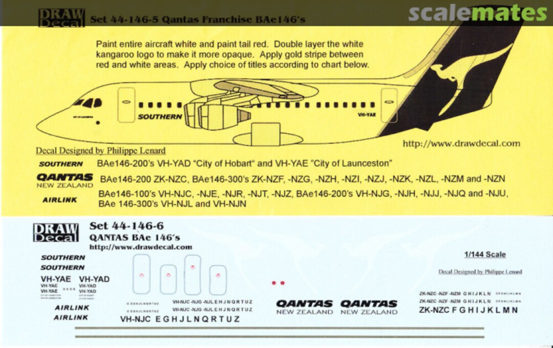 Boxart Qantas Franchise BAe 146's 44-146-5 Draw Decal Boxart Qantas Franchise BAe 146's 44-146-5 Draw Decal