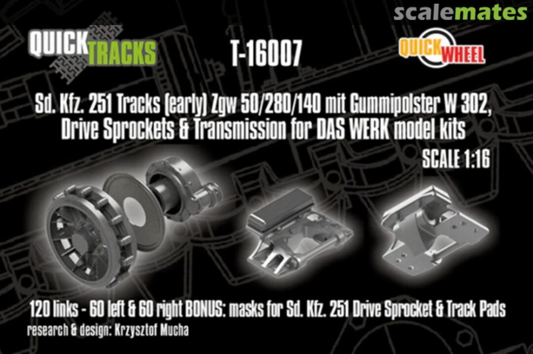 Boxart Sd.Kfz. 251 Tracks (early)/sprockets/Transmission T-16007 QUICKTRACKS Boxart Sd.Kfz. 251 Tracks (early)/sprockets/Transmission T-16007 QUICKTRACKS
