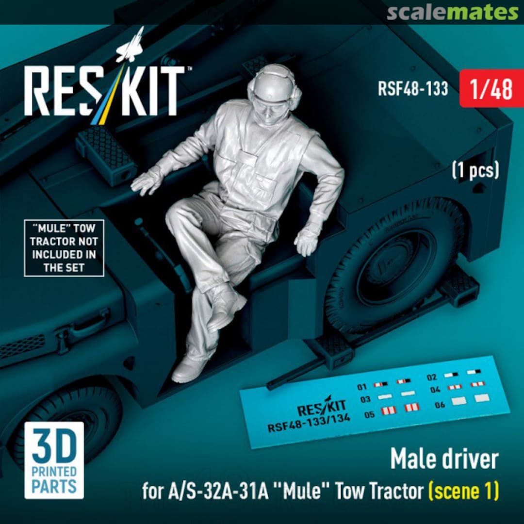 Boxart Male driver for A/S-32A-31A Mule Tow Tractor (scene 1) (1 pcs) (3D Printed) RSF48-0133 ResKit