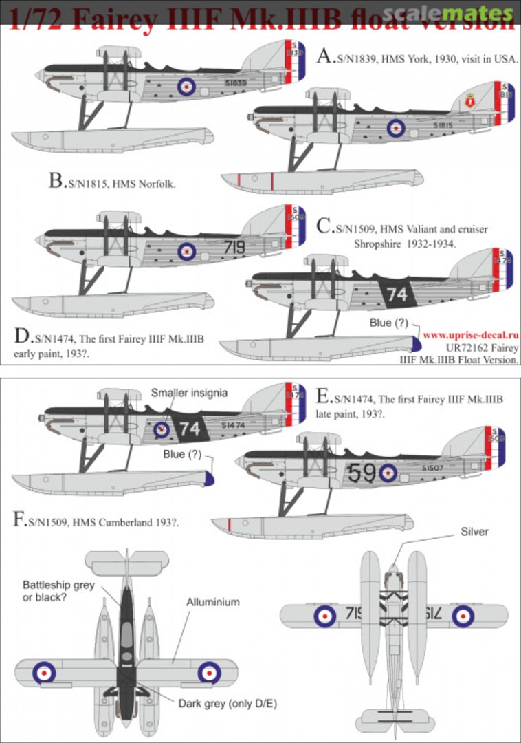 Boxart Fairey IIIF Mk.IIIB Float Version UR72162 UpRise Decal Boxart Fairey IIIF Mk.IIIB Float Version UR72162 UpRise Decal