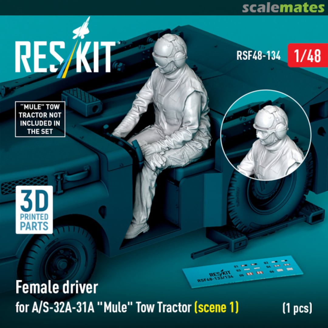 Boxart Female driver for A/S-32A-31A Mule Tow Tractor (scene 2) (1 pcs) (3D Printed) RSF48-0134 ResKit Boxart Female driver for A/S-32A-31A Mule Tow Tractor (scene 2) (1 pcs) (3D Printed) RSF48-0134 ResKit