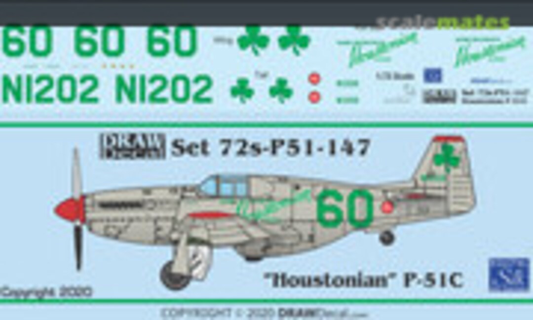 1:72 "Houstonian" P-51C (Draw Decal 72-P51-147) 72-P51-147