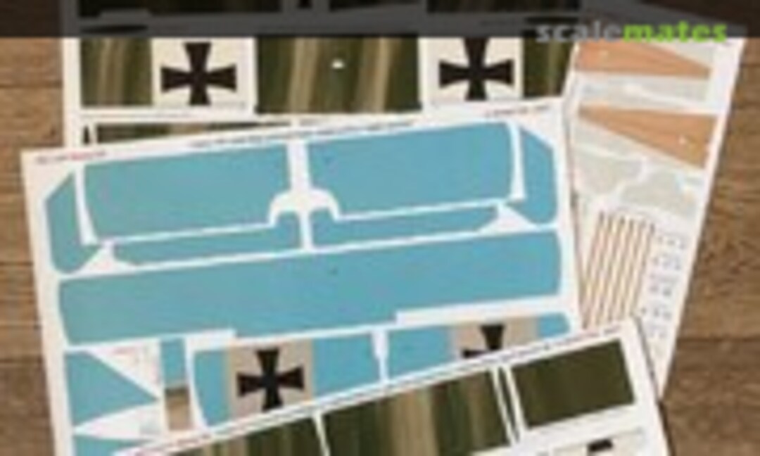 1:24 (Meng kit) Fokker Dr.I streaked camouflage on unbleached linen, pale blue painted linen undersurfaces "aged varnish" (B) (Aviattic ATT24017) ATT24017