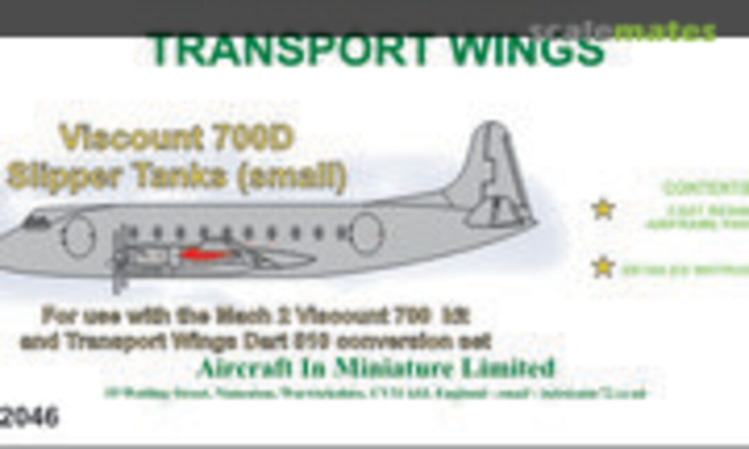 1:72 Vickers Viscount 700D Slipper Tanks (small) (Aircraft In Miniature Ltd TWC72046) TWC72046