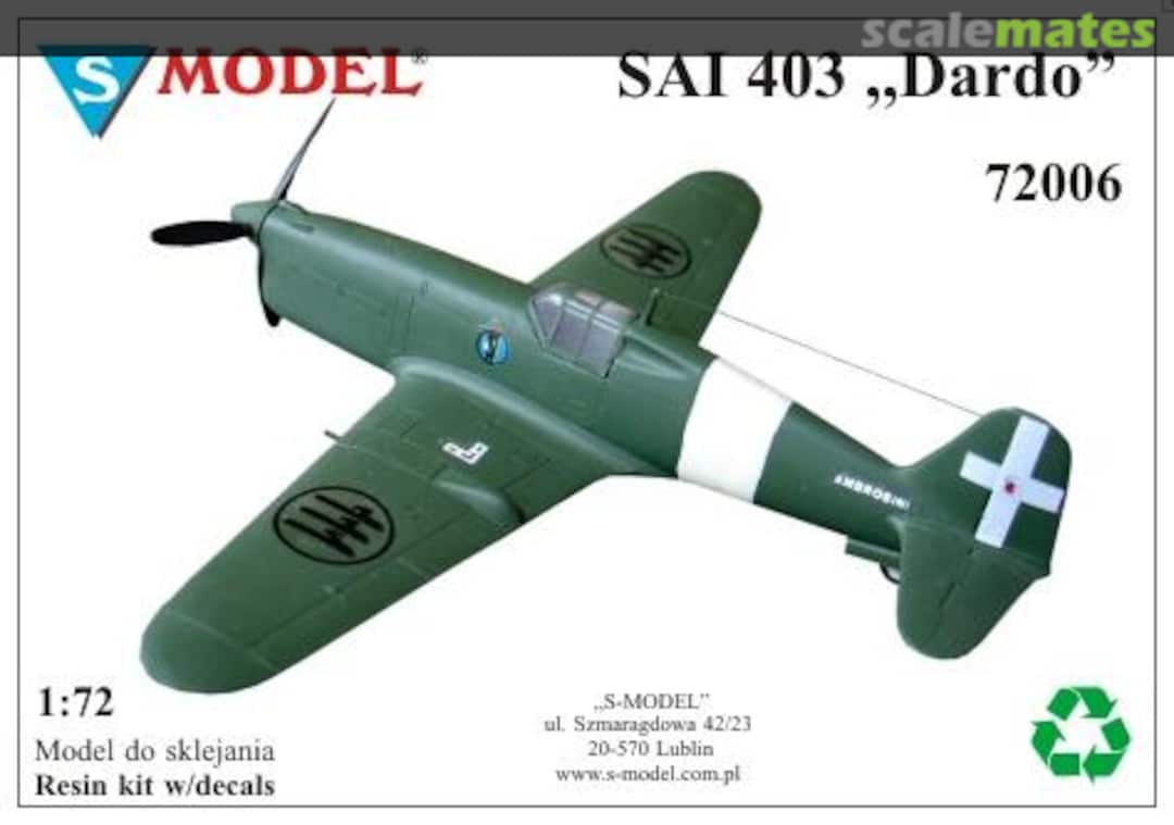 Boxart SAI 403 "Dardo" 72006 S-Model (Poland) Boxart SAI 403 "Dardo" 72006 S-Model (Poland)