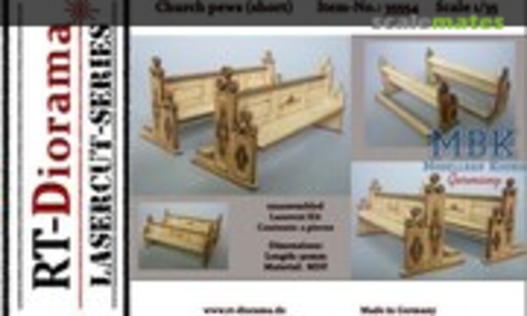 1:35 Church pews (short) / Kirchenb?nke (kurz) 1/35 (RT-Diorama 35554) 35554