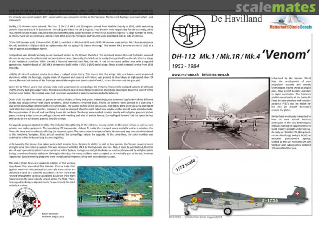 Boxart DH-112 Mk.1 / Mk.1R / Mk.4 'Venom' MC72022 Matterhorn Circle Boxart DH-112 Mk.1 / Mk.1R / Mk.4 'Venom' MC72022 Matterhorn Circle