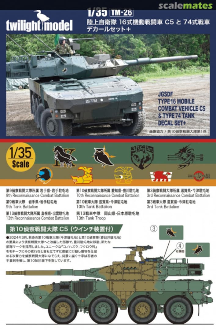 Boxart JGSDF Type 16 Mobile Combat Vehicle C5 & Type 74 Tank Decal Set+ TM-26 Twilight Model Boxart JGSDF Type 16 Mobile Combat Vehicle C5 & Type 74 Tank Decal Set+ TM-26 Twilight Model