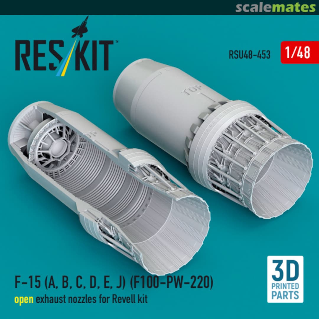 Boxart F-15 (A, B, C, D, E, J) (F100-PW-220) - open exhaust nozzles (3D Printed) RSU48-0453 ResKit Boxart F-15 (A, B, C, D, E, J) (F100-PW-220) - open exhaust nozzles (3D Printed) RSU48-0453 ResKit
