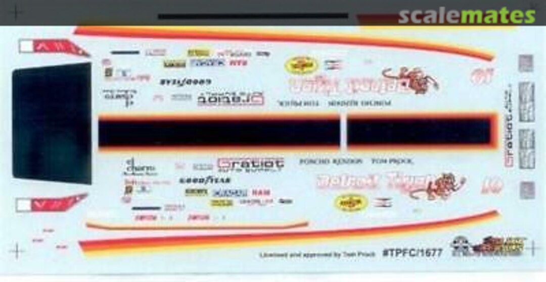 Boxart Detroit Tiger Funny Car driven by Tom Prock 1677/TPFC Slixx Decals Boxart Detroit Tiger Funny Car driven by Tom Prock 1677/TPFC Slixx Decals