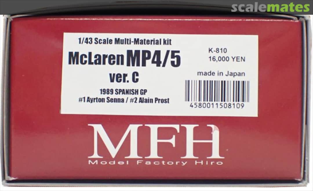 Boxart McLaren MP4/5 K-810 Model Factory Hiro Boxart McLaren MP4/5 K-810 Model Factory Hiro