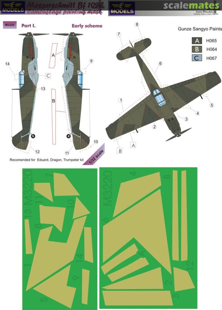 Boxart Messerschmitt Bf 109E - Early Pt.1 Camouflage Painting Mask M3220 LF Models Boxart Messerschmitt Bf 109E - Early Pt.1 Camouflage Painting Mask M3220 LF Models