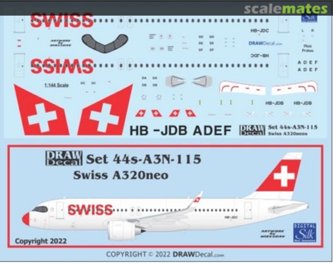 Boxart Swiss A320neos 44-A3N-115 Draw Decal