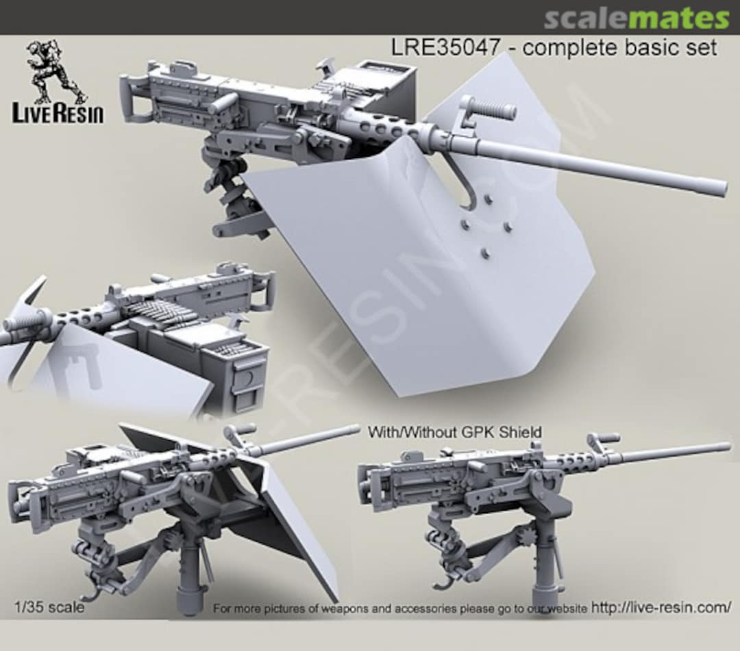 Boxart M2 Browning .50 Caliber Machine Gun on MK93 with Bearing Sleeve pedestal, Bearing Sleeve Extension and classic GPK armour shield LRE-35047 Live Resin Boxart M2 Browning .50 Caliber Machine Gun on MK93 with Bearing Sleeve pedestal, Bearing Sleeve Extension and classic GPK armour shield LRE-35047 Live Resin