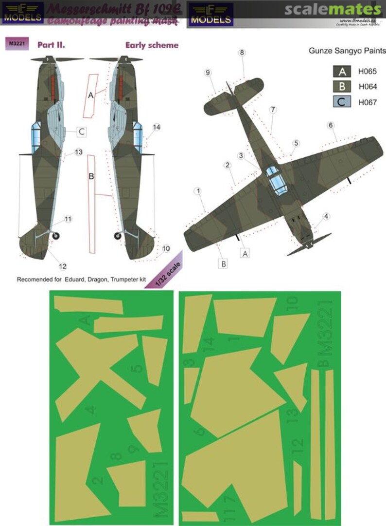 Boxart Messerschmitt Bf 109E - Early Pt.2 Camouflage Painting Mask M3221 LF Models Boxart Messerschmitt Bf 109E - Early Pt.2 Camouflage Painting Mask M3221 LF Models