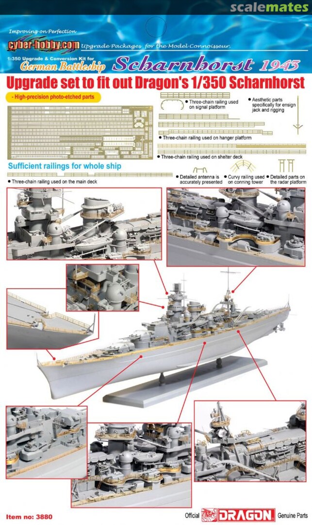 Boxart Cyber-Hobby Photo-Etched Railing Upgrade Set for "Scharnhorst" (DRA-1040) 3880 Cyber Hobby Boxart Cyber-Hobby Photo-Etched Railing Upgrade Set for "Scharnhorst" (DRA-1040) 3880 Cyber Hobby