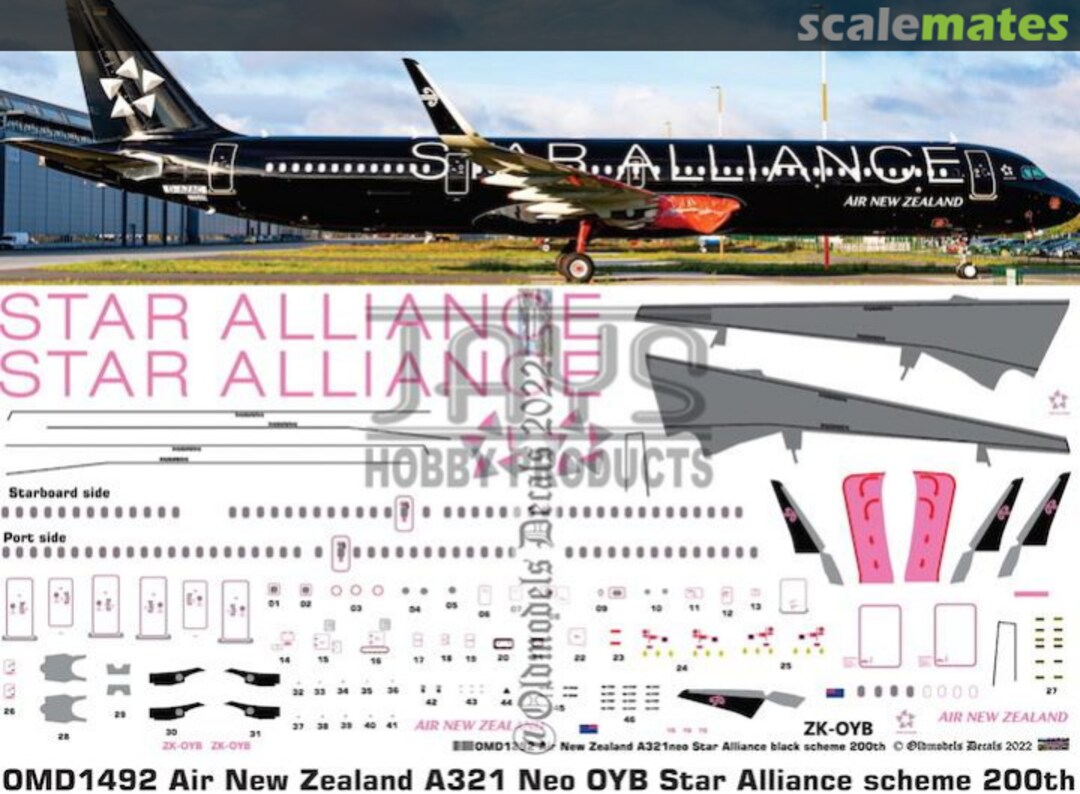 Boxart Air New Zealand A321neo OMD1492 Oldmodels Decals Boxart Air New Zealand A321neo OMD1492 Oldmodels Decals