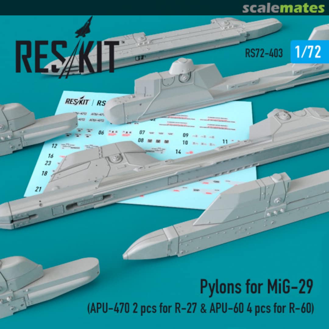 Boxart Pylons for MiG-29 - APU-470 (2 pcs) for R-27 & APU-60 (4 pcs) for R-60 RS72-0403 ResKit Boxart Pylons for MiG-29 - APU-470 (2 pcs) for R-27 & APU-60 (4 pcs) for R-60 RS72-0403 ResKit
