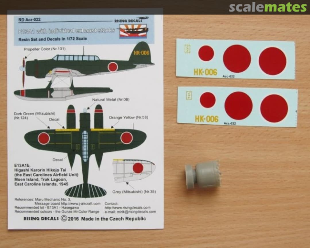 Boxart E13A1 with individual exhaust Stacks Acr-022 Rising Decals Boxart E13A1 with individual exhaust Stacks Acr-022 Rising Decals