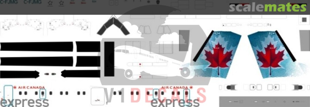 Boxart Air Canada Express DeHavilland Dash 8-100 V1D0169-72 V1 Decals Boxart Air Canada Express DeHavilland Dash 8-100 V1D0169-72 V1 Decals