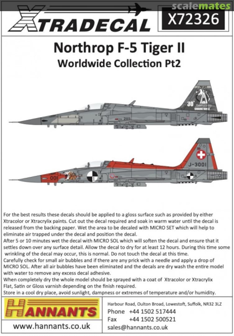 Boxart Northrop F-5 Tiger II X72326 Xtradecal Boxart Northrop F-5 Tiger II X72326 Xtradecal