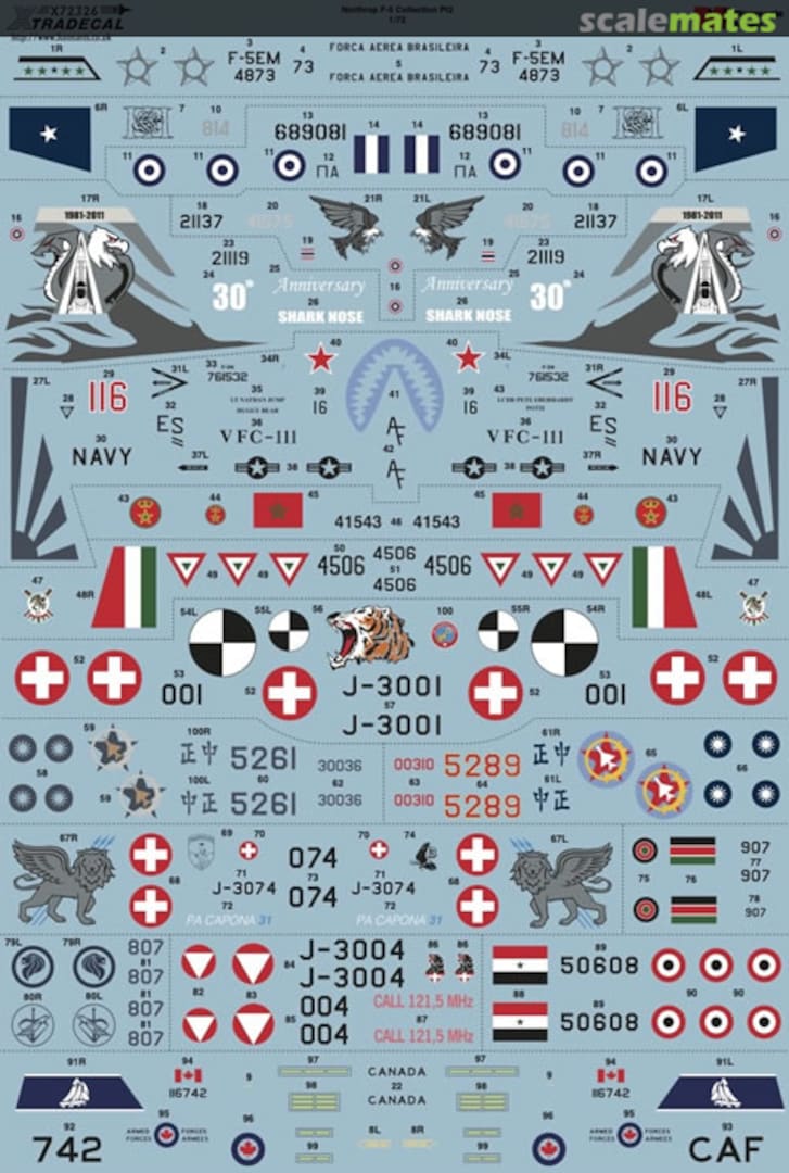 Contents Northrop F-5 Tiger II X72326 Xtradecal Contents Northrop F-5 Tiger II X72326 Xtradecal