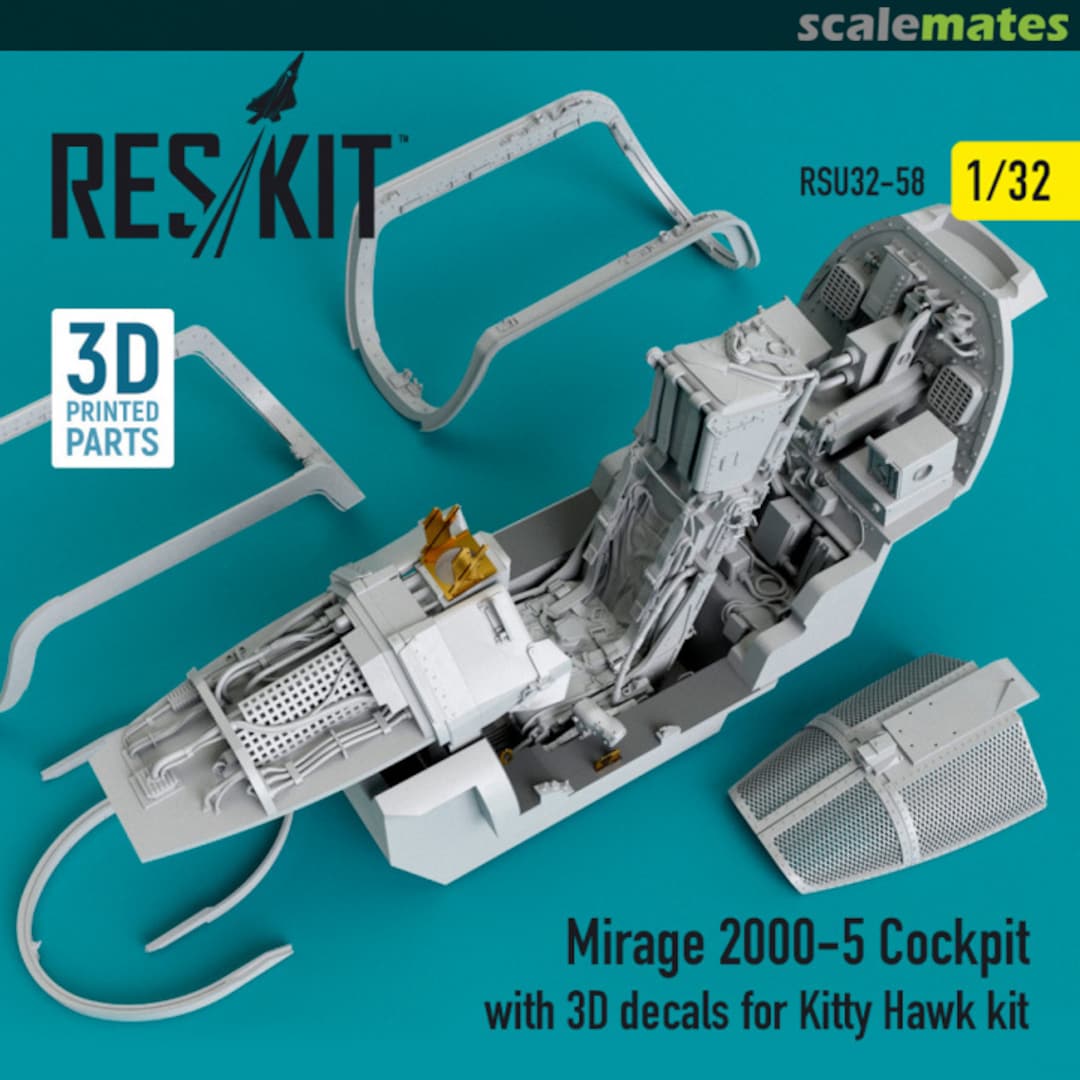 Boxart Mirage 2000-5 - cockpit with 3D decals (Kitty Hawk) RSU32-0058 ResKit Boxart Mirage 2000-5 - cockpit with 3D decals (Kitty Hawk) RSU32-0058 ResKit