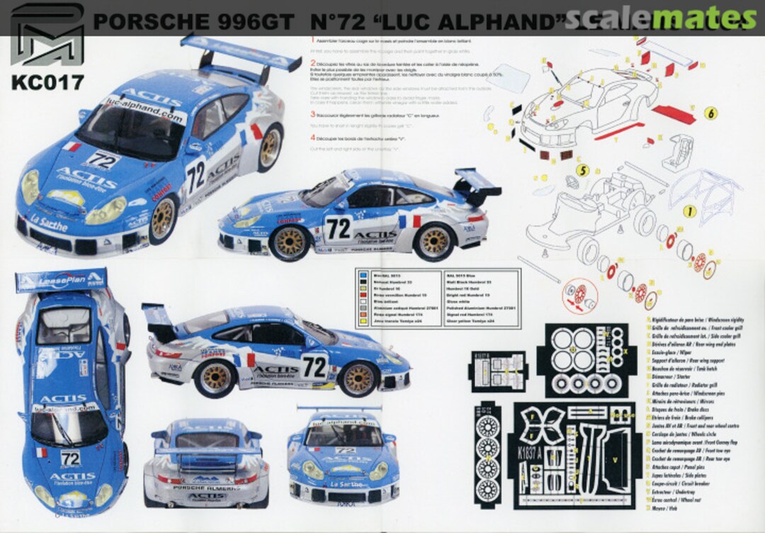 Boxart Porsche 996 GT N°72 ''Luc Alphand '' KC017 Provence Miniatures Automobiles