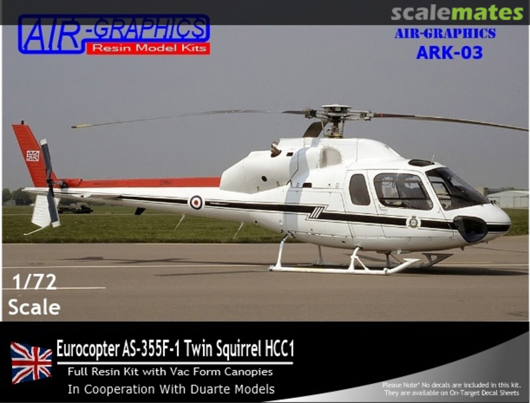 Boxart Eurocopter AS-355F-1 Twin Squirrel HCC1 ARK-03 Air-Graphics Models Boxart Eurocopter AS-355F-1 Twin Squirrel HCC1 ARK-03 Air-Graphics Models