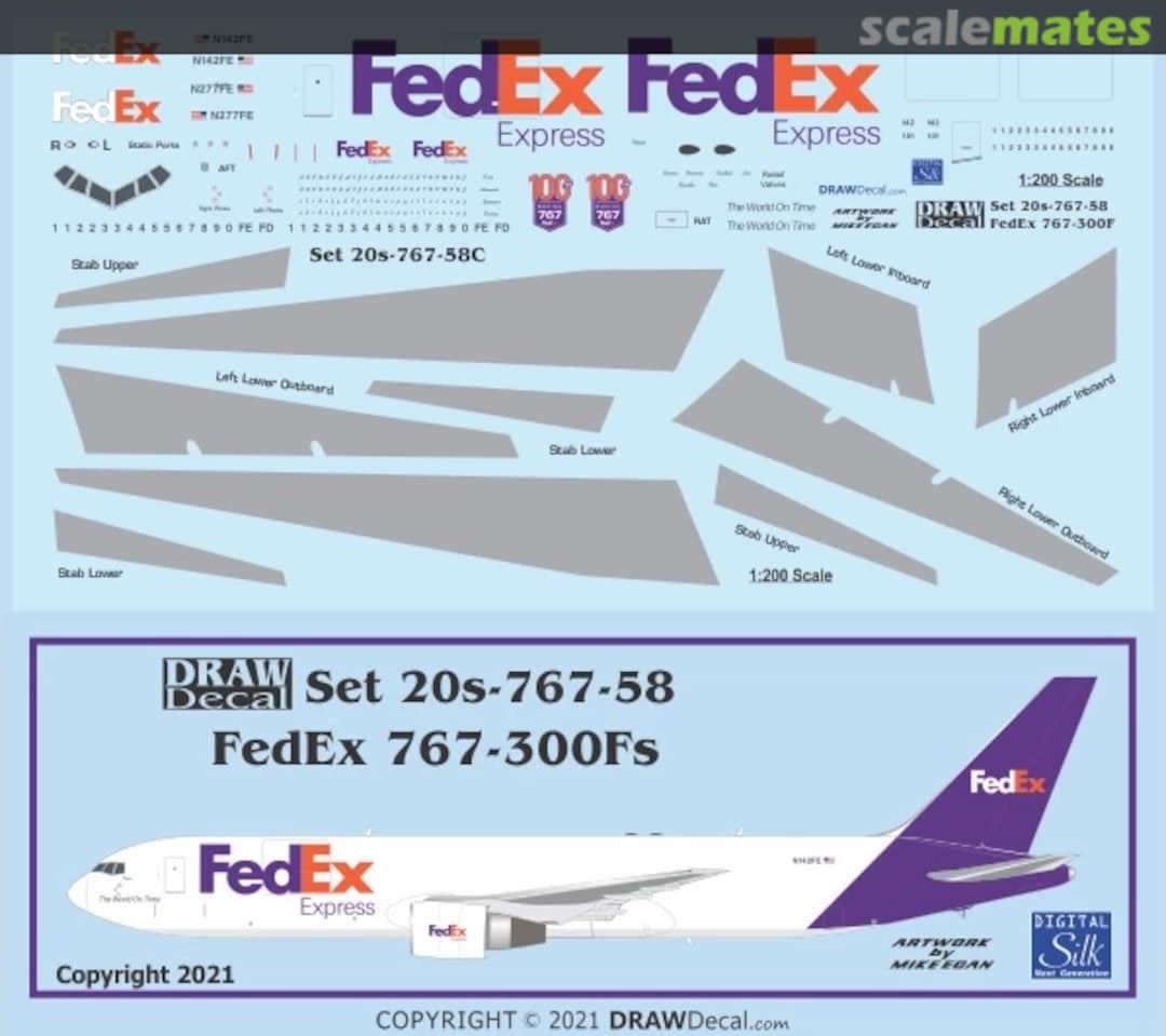 Boxart FedEx 767-300Fs 20-767-58C Draw Decal Boxart FedEx 767-300Fs 20-767-58C Draw Decal