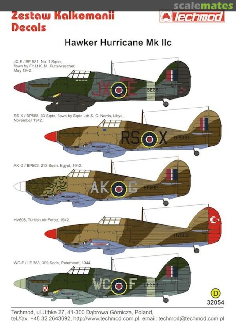 Contents Hawker Hurricane Mk IIc 32054A Techmod Contents Hawker Hurricane Mk IIc 32054A Techmod