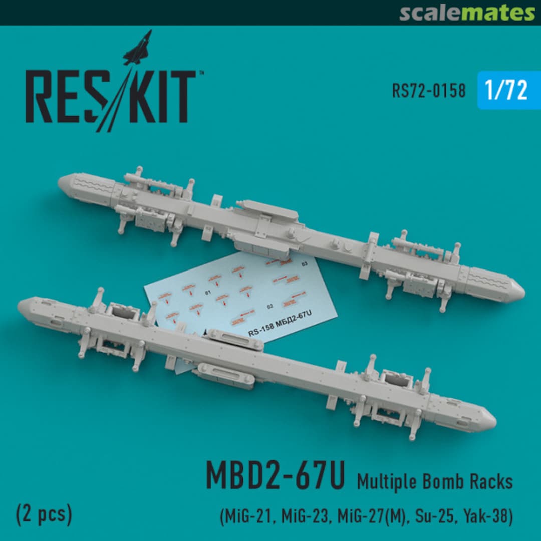 Boxart MBD2-67U Multiple Bomb Racks for MiG-21, MiG-23, MiG-27(М), MiG-29К, Su-25, Yak-38 (2 pcs) RS72-0158 ResKit Boxart MBD2-67U Multiple Bomb Racks for MiG-21, MiG-23, MiG-27(М), MiG-29К, Su-25, Yak-38 (2 pcs) RS72-0158 ResKit