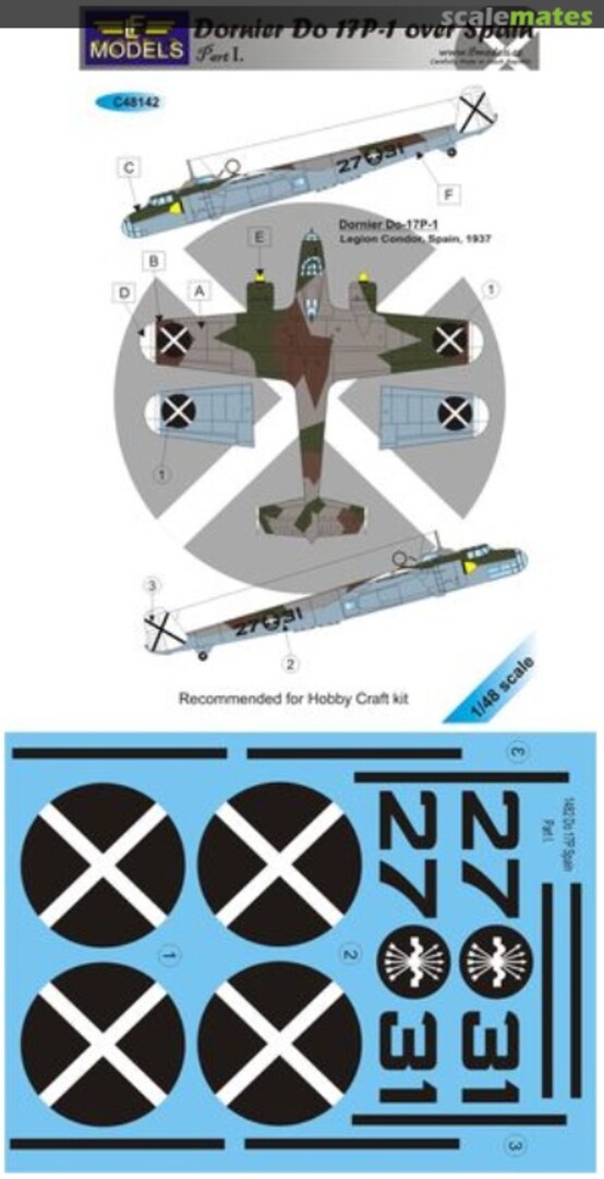 Boxart Dornier Do-17P-1 over Spain part I C48142 LF Models Boxart Dornier Do-17P-1 over Spain part I C48142 LF Models