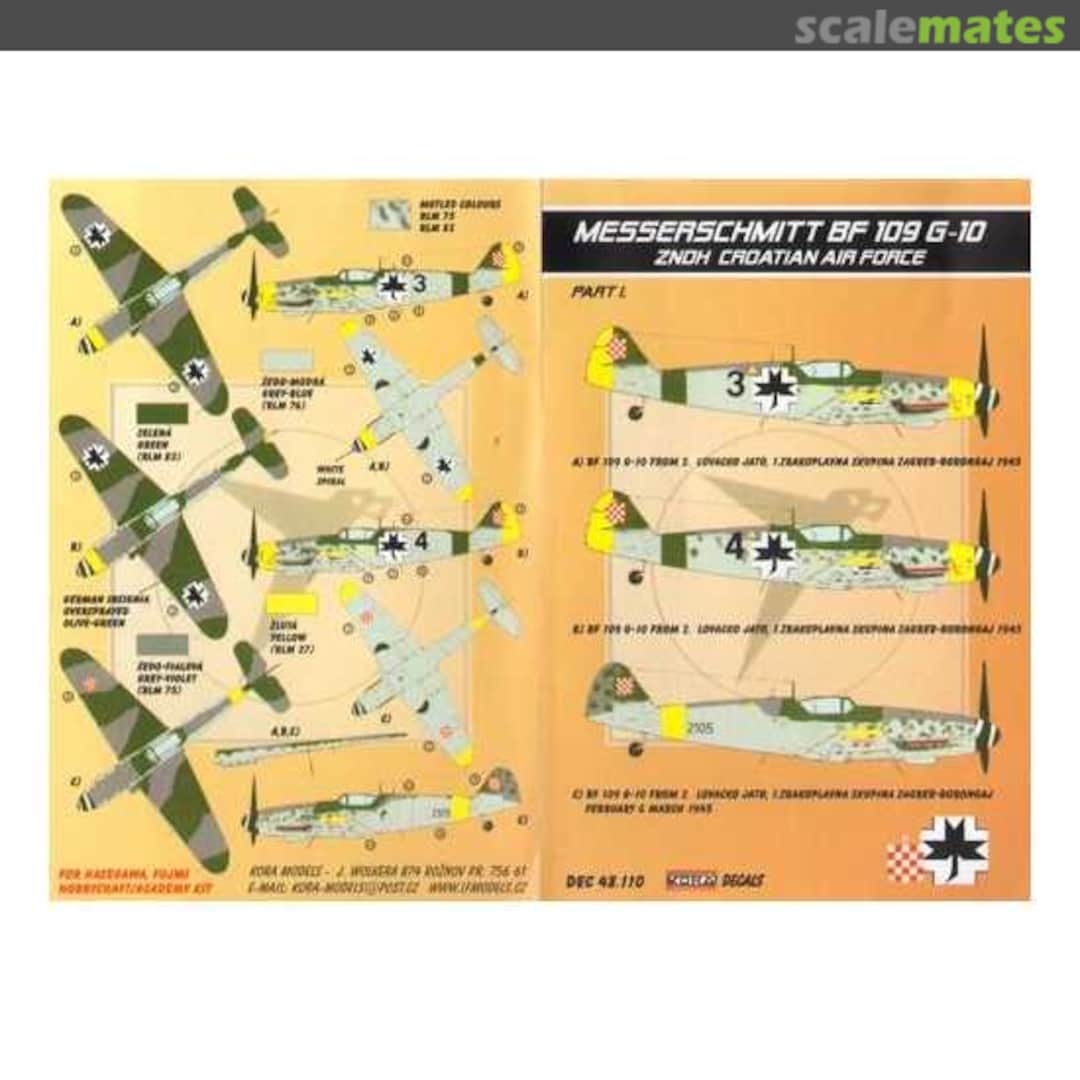Boxart Messerschmitt BF 109 G-10 ZNDH Croatian Air Force DEC 48.110 Kora Models Boxart Messerschmitt BF 109 G-10 ZNDH Croatian Air Force DEC 48.110 Kora Models