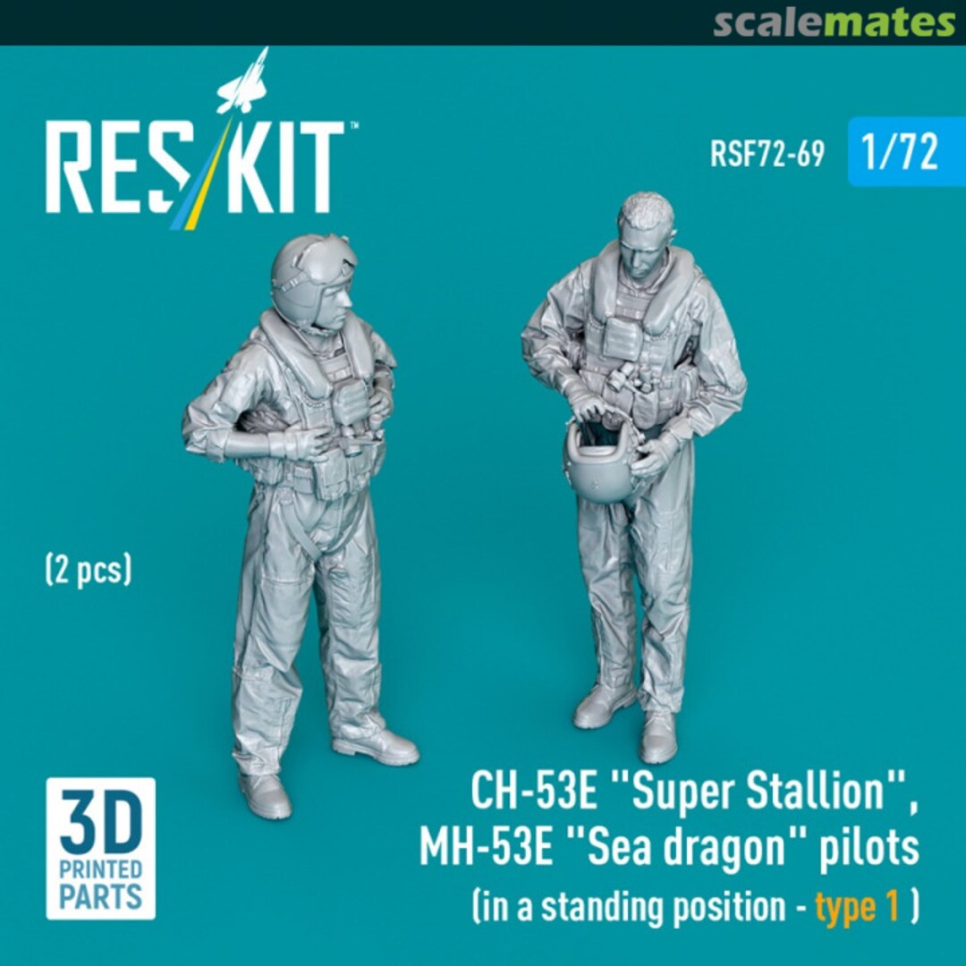 Boxart CH-53E "Super Stallion", MH-53E "Sea Dragon" pilots (in a standing position - type 1) (2 pcs) (3D Printed) RSF72-0069 ResKit Boxart CH-53E "Super Stallion", MH-53E "Sea Dragon" pilots (in a standing position - type 1) (2 pcs) (3D Printed) RSF72-0069 ResKit