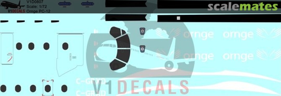 Boxart Ornge Air Ambulance Pilatus PC-12 V1D0809-72 V1 Decals Boxart Ornge Air Ambulance Pilatus PC-12 V1D0809-72 V1 Decals