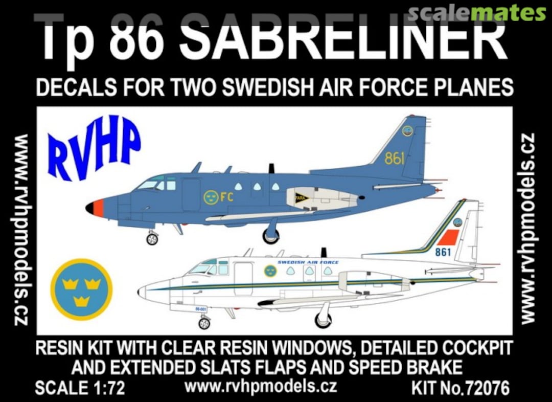 Boxart Tp86 Sabreliner [Swedish Air Force] (2 Type Decal) (Plastic model) 72076 RVHP