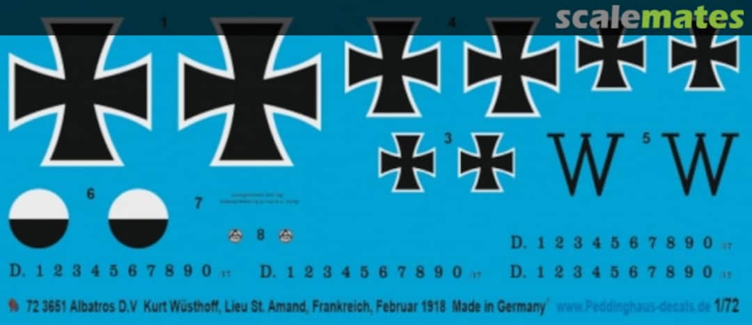 Boxart Albatros D.V Kurt Wüsthoff, Lieu St. Amand, Frankreich, Februar 1918 72 3651 Peddinghaus-Decals Boxart Albatros D.V Kurt Wüsthoff, Lieu St. Amand, Frankreich, Februar 1918 72 3651 Peddinghaus-Decals