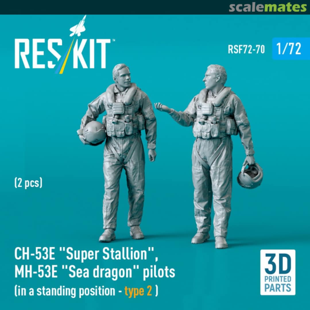 Boxart CH-53E "Super Stallion", MH-53E "Sea Dragon" pilots (in a standing position - type 2) (2 pcs) (3D Printed) RSF72-0070 ResKit Boxart CH-53E "Super Stallion", MH-53E "Sea Dragon" pilots (in a standing position - type 2) (2 pcs) (3D Printed) RSF72-0070 ResKit