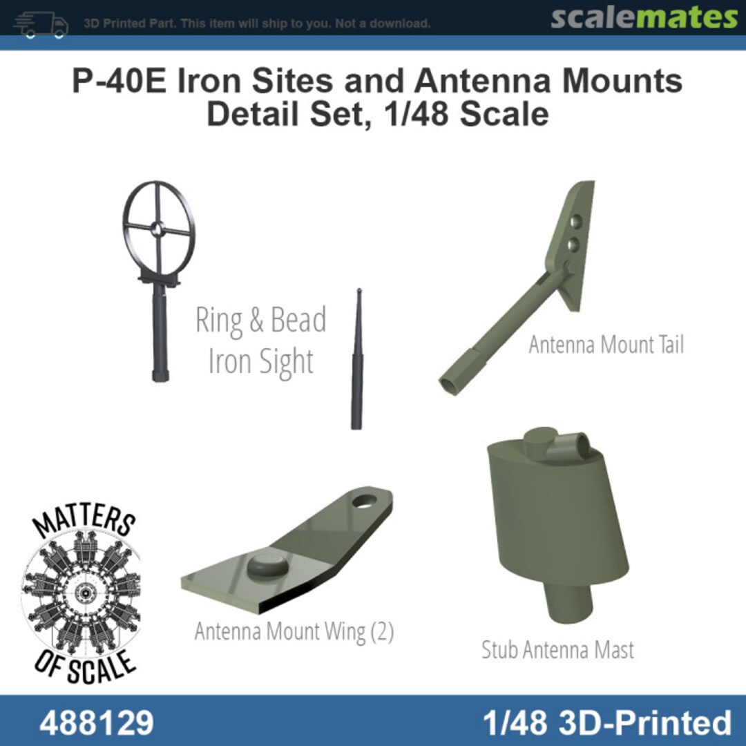 Boxart P-40E Iron Sights and Antenna Mounts 488129 Matters of Scale Boxart P-40E Iron Sights and Antenna Mounts 488129 Matters of Scale