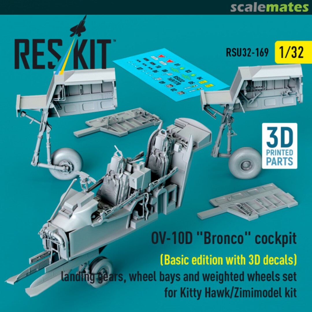 Boxart OV-10D Bronco cockpit (Basic edition with 3D decals) landing gears, wheel bays and weighted wheels set (3D Printed) RSU32-0169 ResKit Boxart OV-10D Bronco cockpit (Basic edition with 3D decals) landing gears, wheel bays and weighted wheels set (3D Printed) RSU32-0169 ResKit